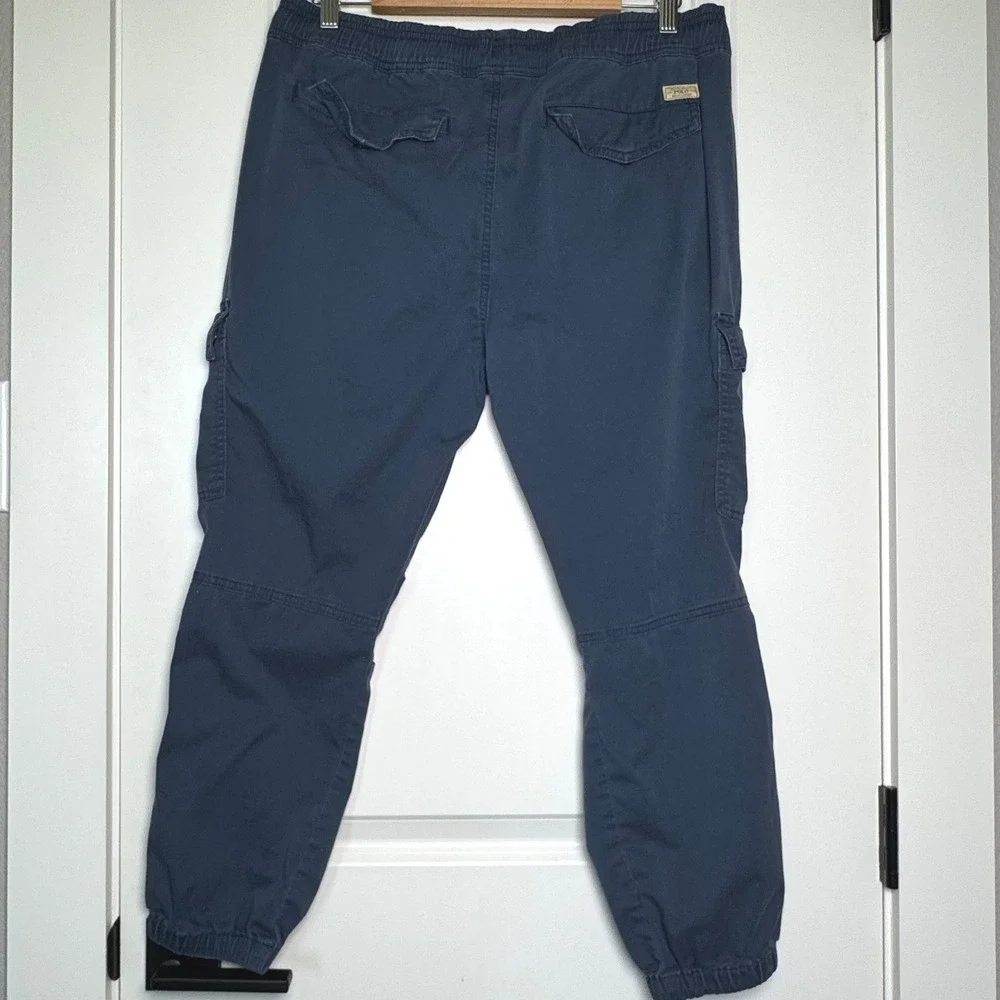 Polo Ralph Lauren Mens Navy Blue Cargo Jogger Pants Size M Ankle Zip Tapered